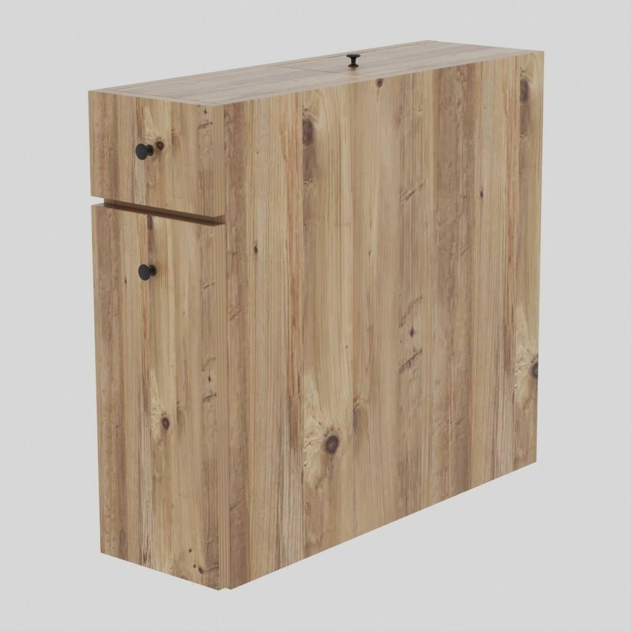 Mobile sottolavabo Dmagon, Mobiletto da bagno, Contenitore porta lavabo, Armadio per lavandino, 20x60h55 cm, Quercia