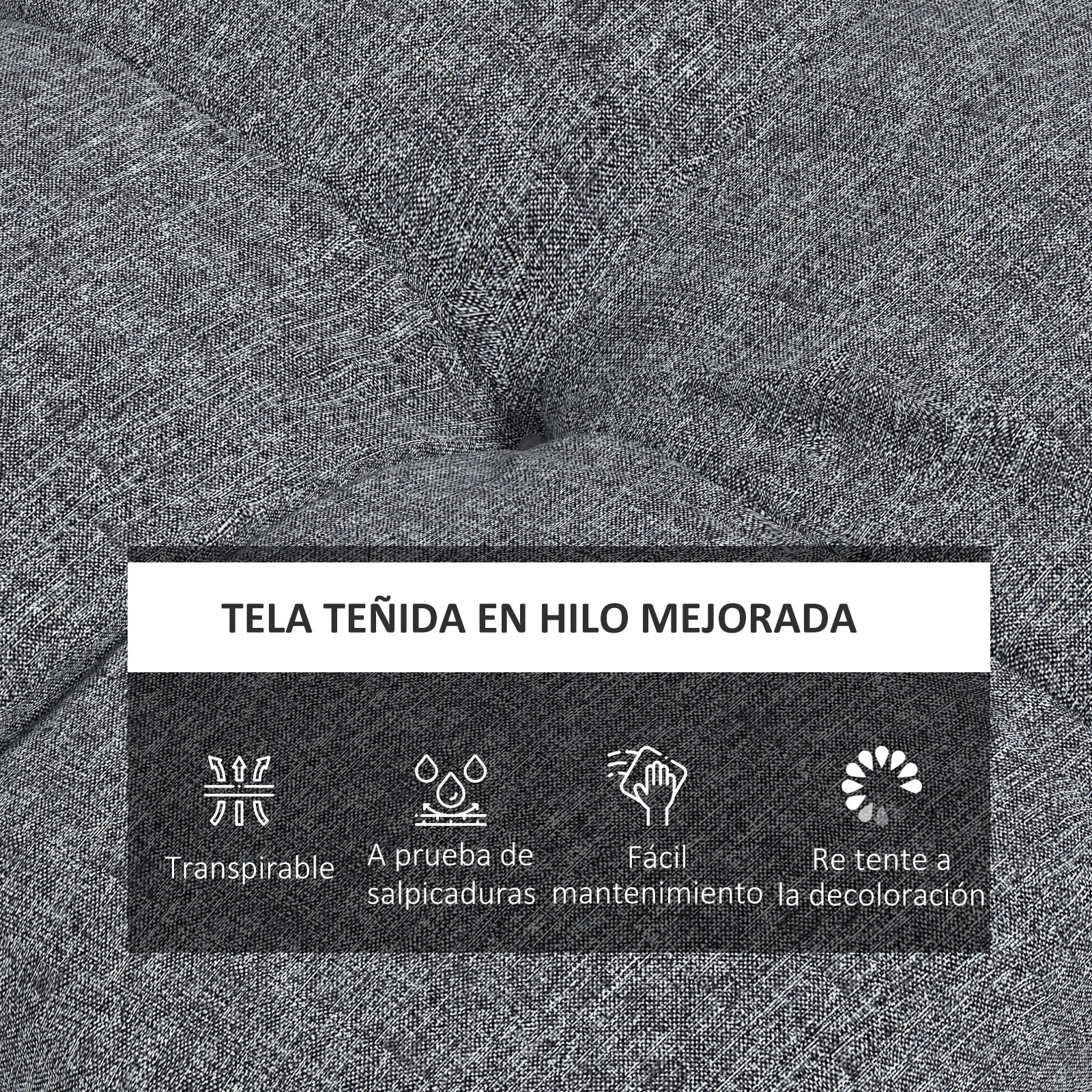 Conjunto de Cojines para Sillas de Comedor 48x48x10 cm Juego de 4 Piezas Cojines para Sillas de Jardín Impermeable y Anti-UV con 2 Cordones de Fijación Gris