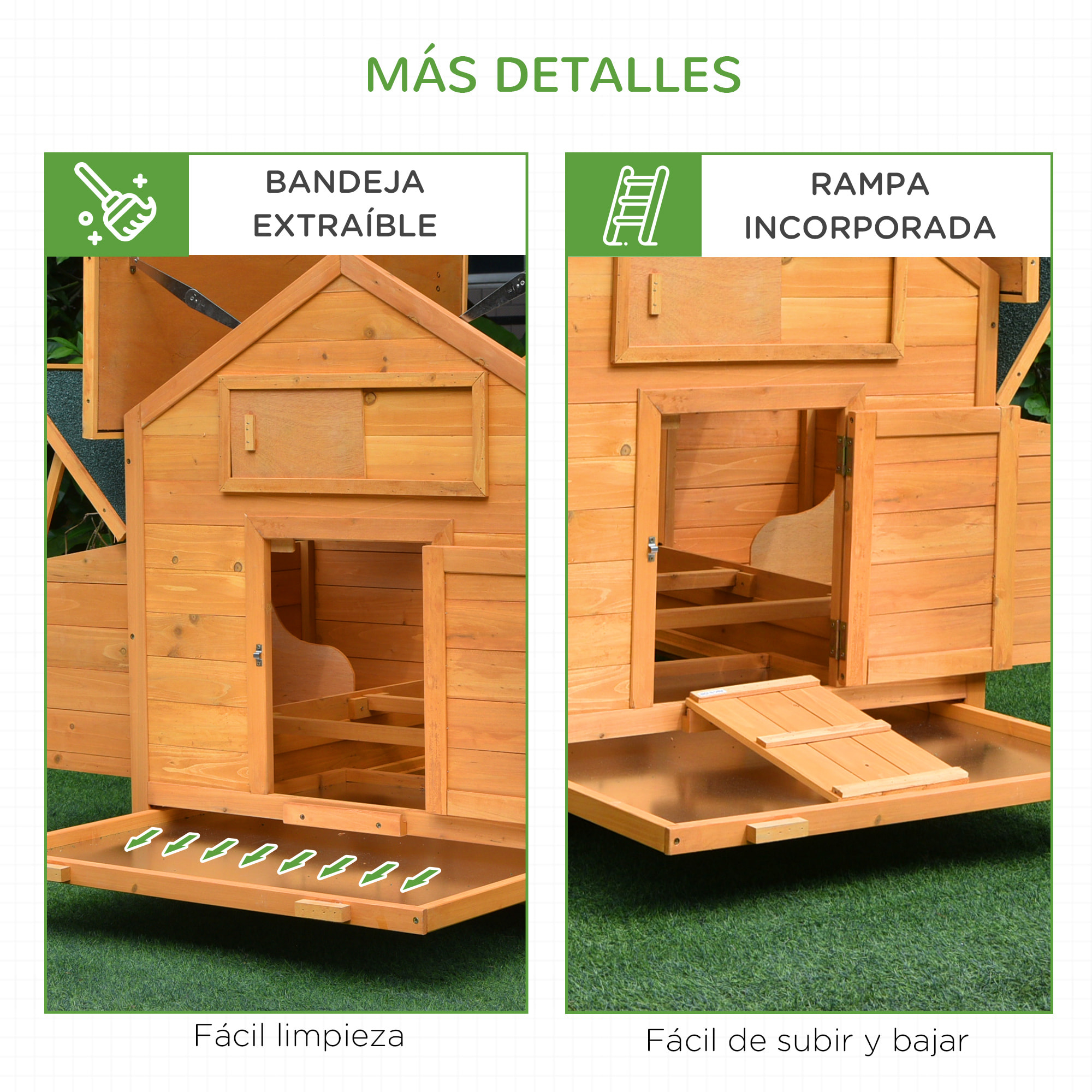 Gallinero de Abeto Bandeja Extraíble 150x100x96.5cm Madera