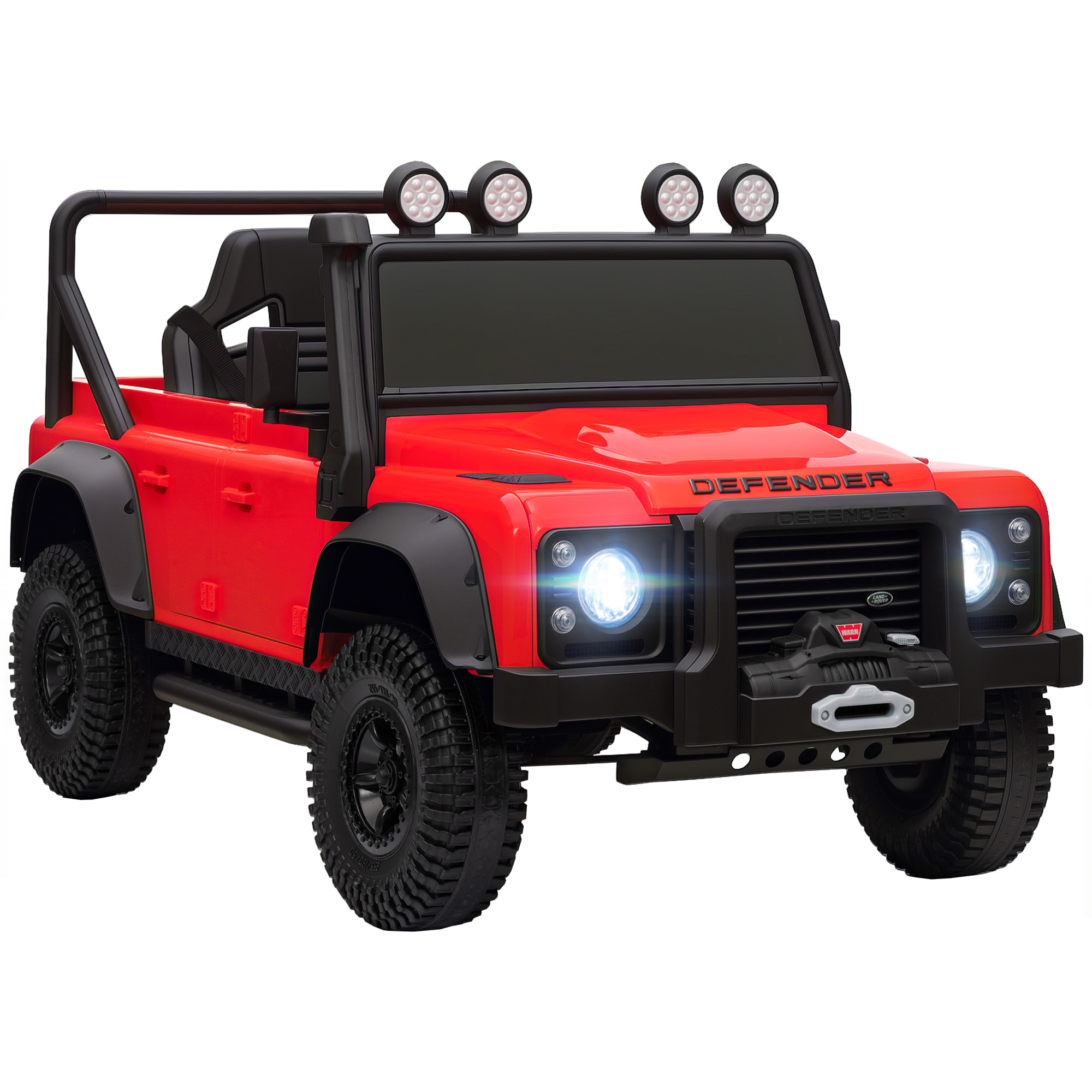 Coche Eléctrico para Niños con Licencia Land Rover 12V Coche de Batería para Niños con Control Remoto Sistema de Suspensión USB MP3 Velocidad Ajustable Faros Rojo