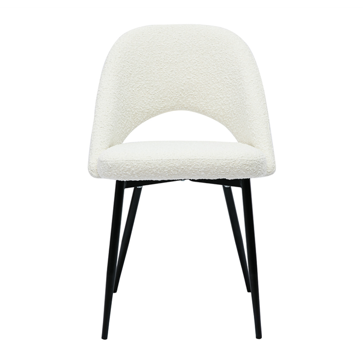Chaises design en tissu effet laine bouclée blanc et métal noir (lot de 2) COSETTE