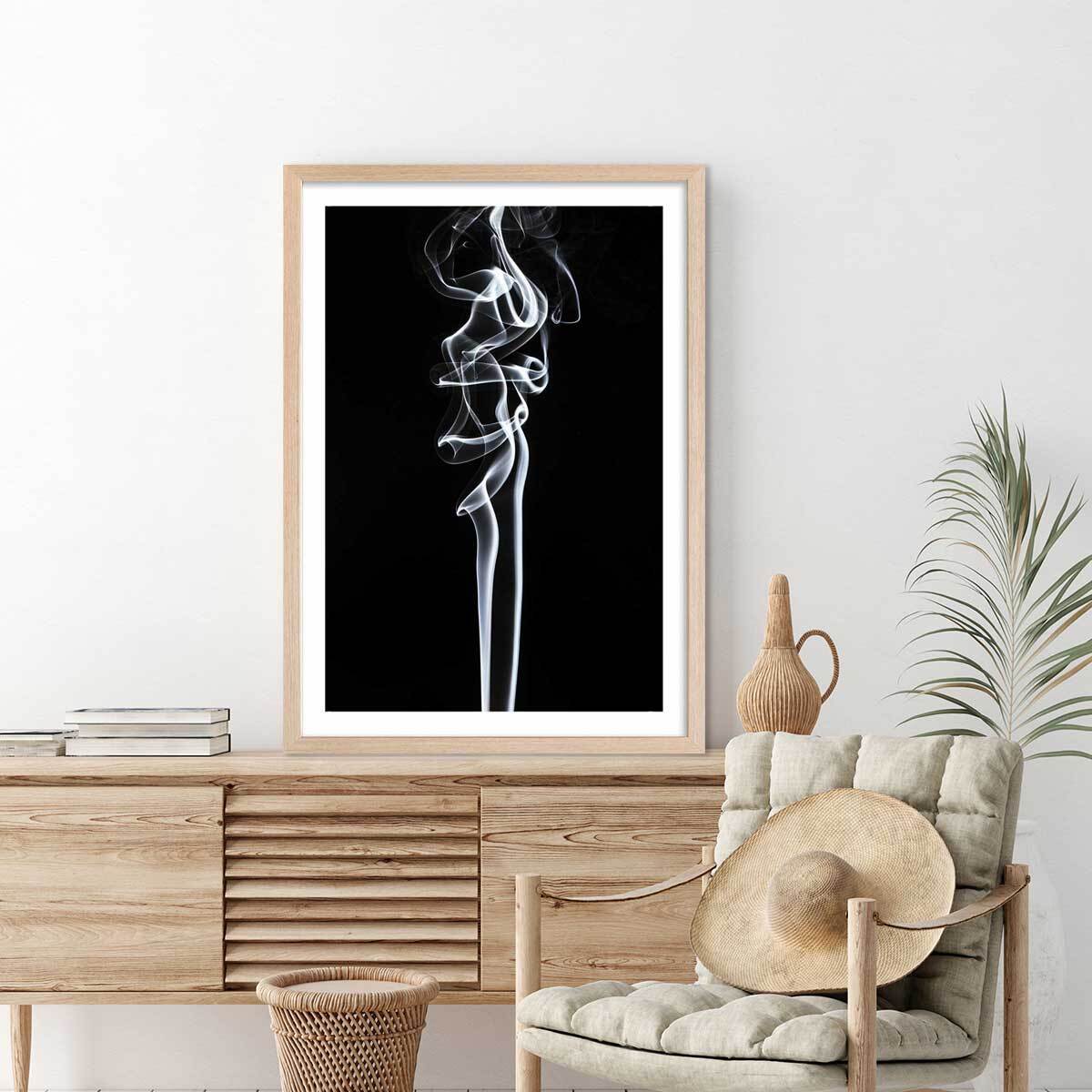 Poster white smoke sensual Affiche + cadre en bois - Chêne