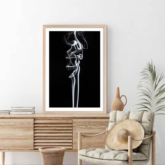 Poster white smoke sensual Affiche + cadre en bois - Chêne
