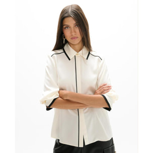 Camicia bicolore con colletto e polsini