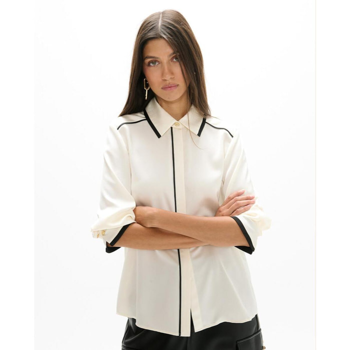 Camicia bicolore con colletto e polsini