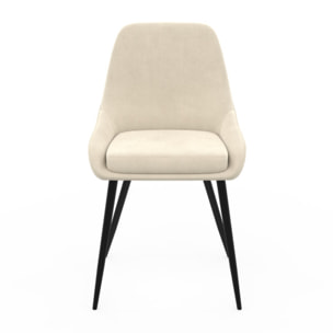Chaises Olivia velours crème pieds métal - lot de 2