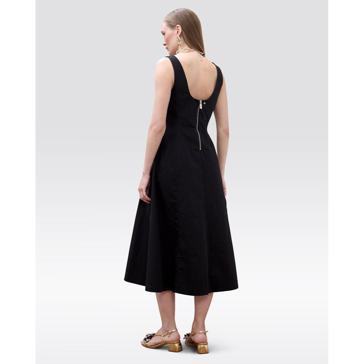 abito aderente in popeline con spalline