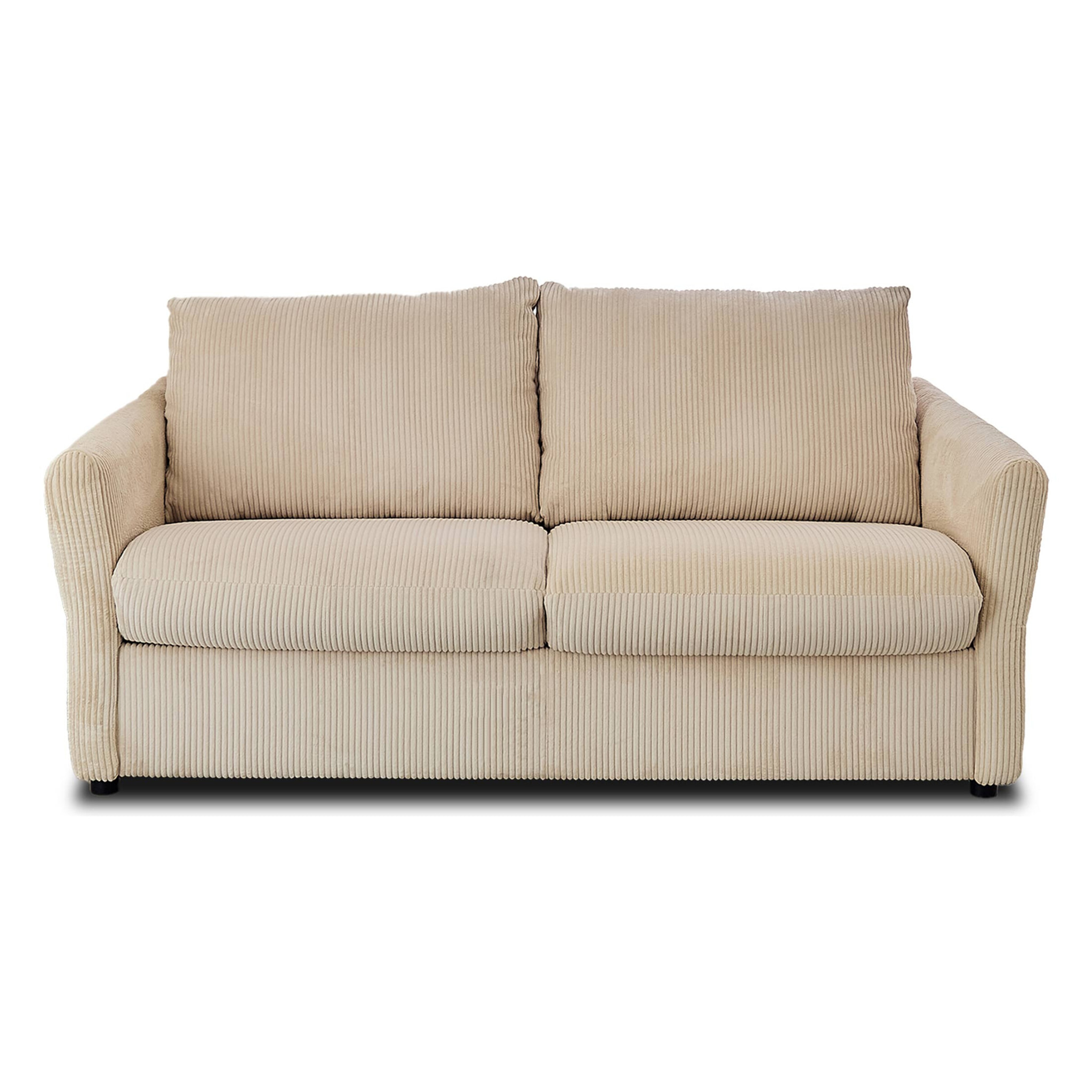 Maho - canapé 2 places convertible express couchage quotidien 140 cm matelas 11 cm en velours côtelé - Beige