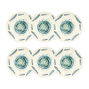 Lot de 6 assiettes creuses 21,5cm  SARDINE