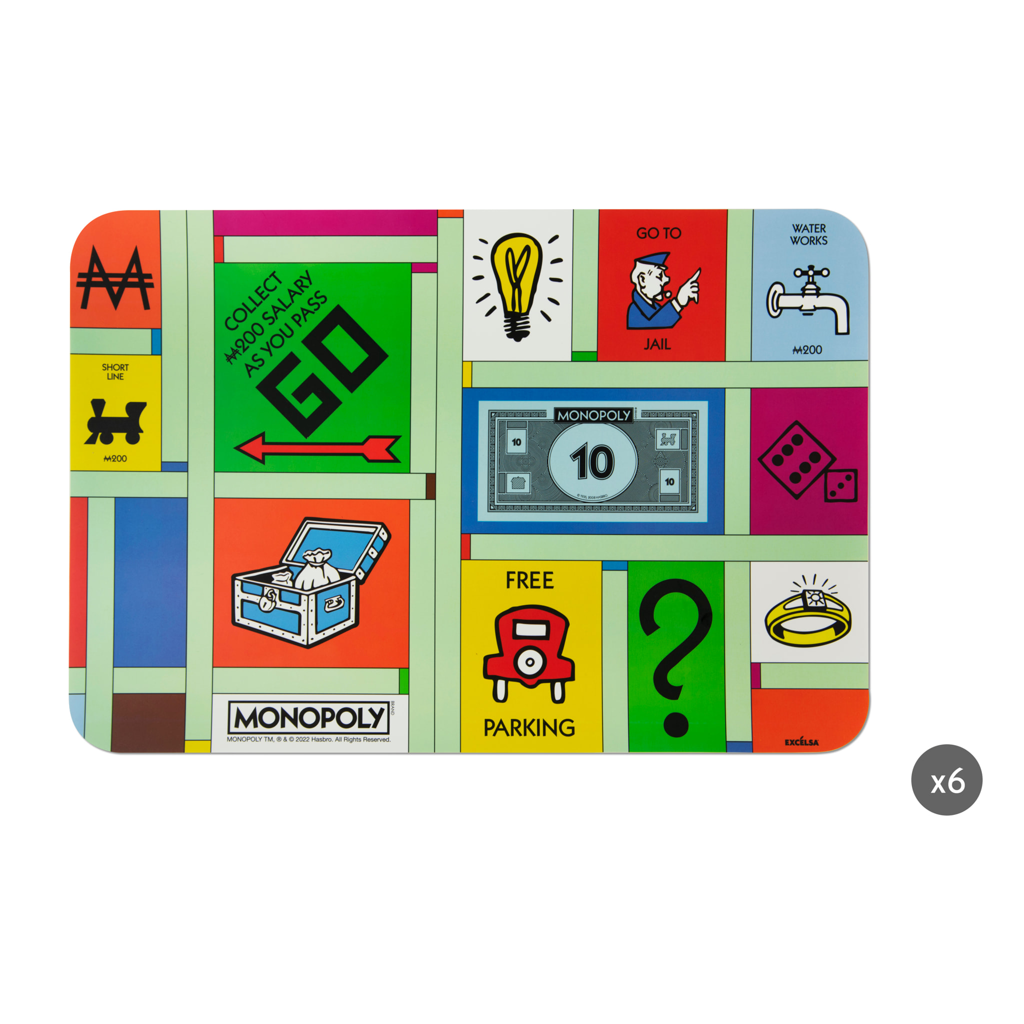 Set de 6 sets de table rectangulaires Excelsa – Monopoly, Polypropylène Multicolore