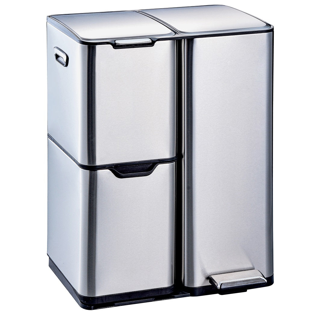 Poubelle de tri inox HAJA 60L 3bacs
