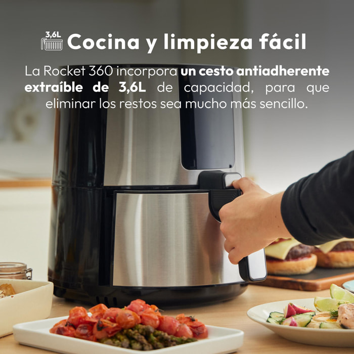 Freidora de aire rocket sin aceite de 3,6l y 1500w con pantalla led táctil y temperatura regulable masterpro