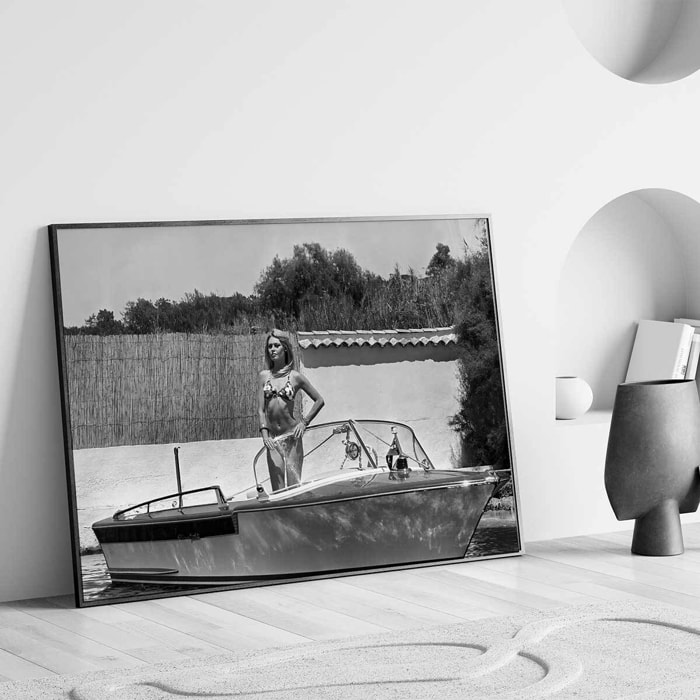 Affiche noir et blanc Brigitte Bardot à Ramatuelle Affiche seule