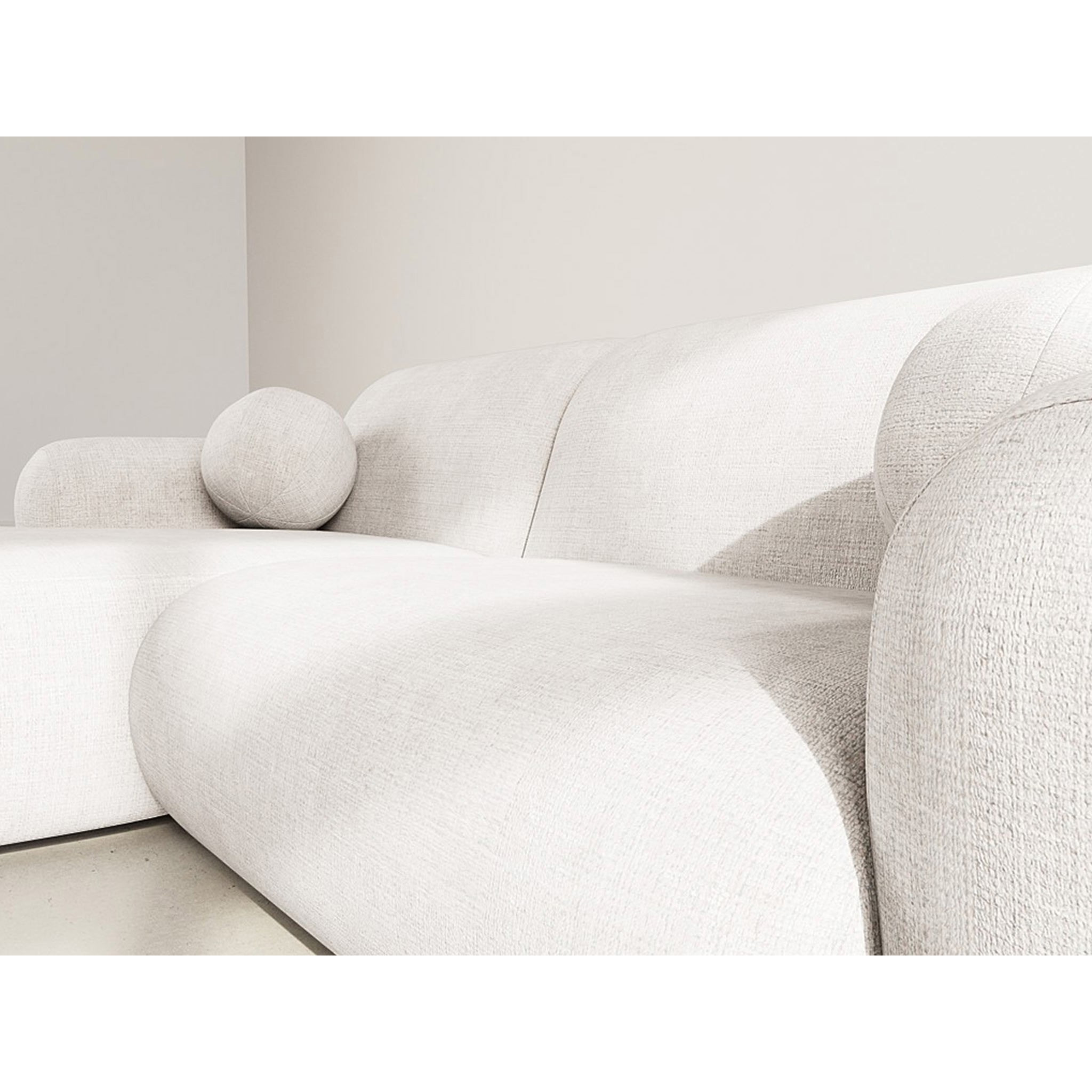 Louise - Canapé d'angle gauche 4 places en velours texturé - Beige