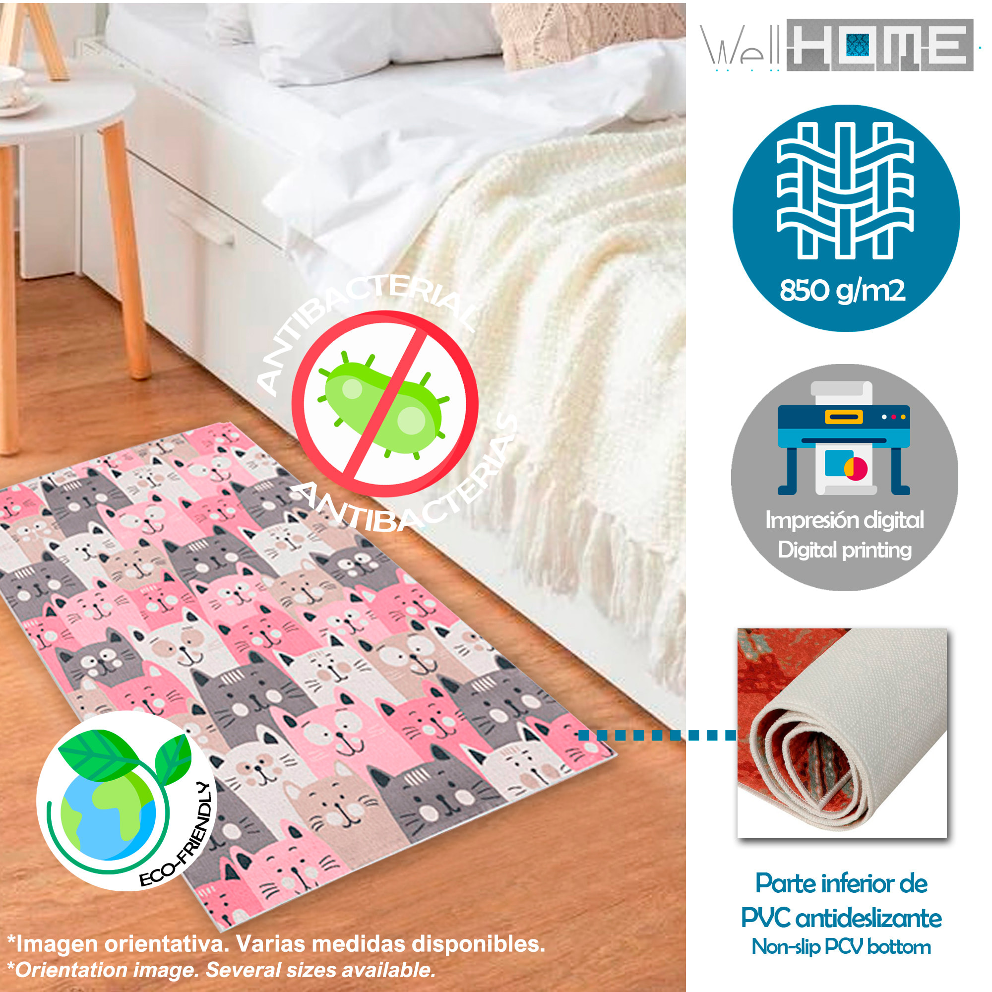 Alfombra infantil de Poliester estampada 60 x 100cm