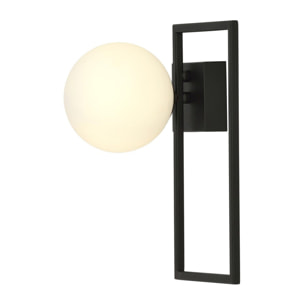 Lampada a soffitto Imago in metallo nero e vetro opalino