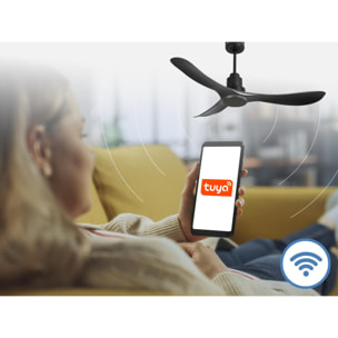 Ventilateur de plafond Réversible  Thermostat Wifi Moteur à courant continu Toits en pente Télécommande Hypersilence Mémoire Shopify Vendible (AUTOMATIQUE)