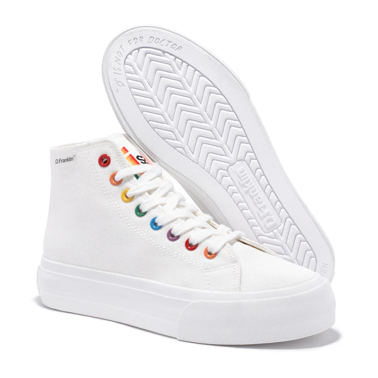 Zapatillas Altas de Mujer One Way High Live Special Edition Blanco y Arcoiris D.Franklin