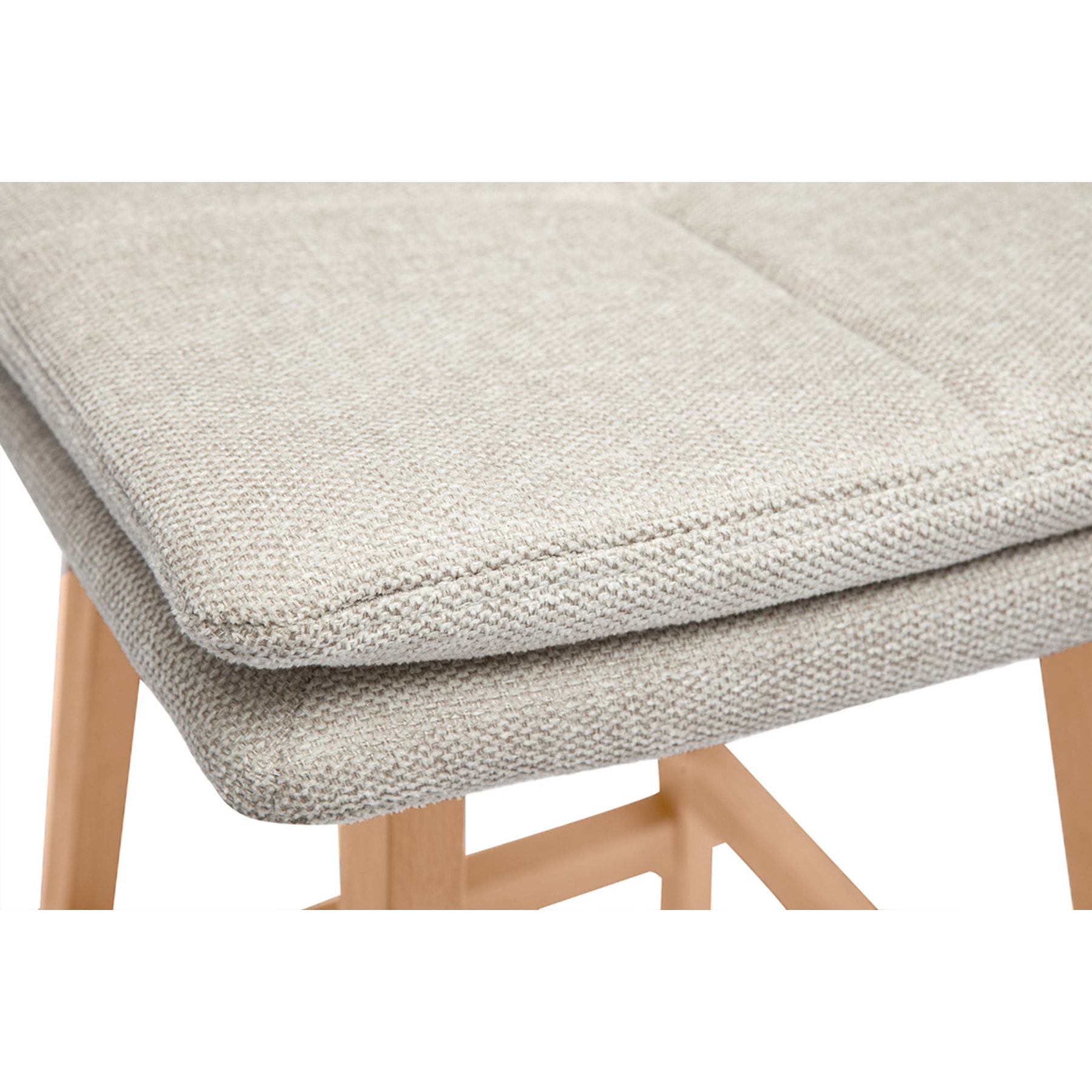 Tabouret de bar en tissu effet velours texturé beige et bois (lot de 2) JOAN