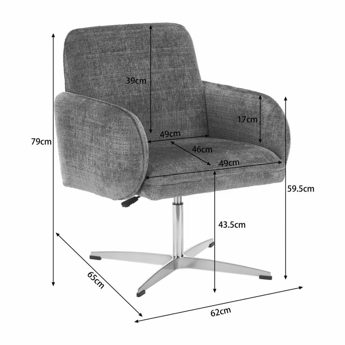 Chaise avec accoudoirs pivotante Tabea beige Kare Design