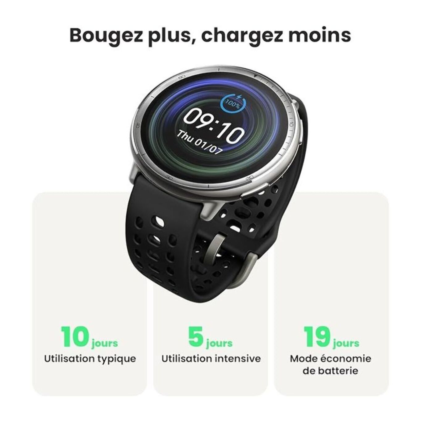 Montre sport AMAZFIT Active 2 Round Black Sport Silicone