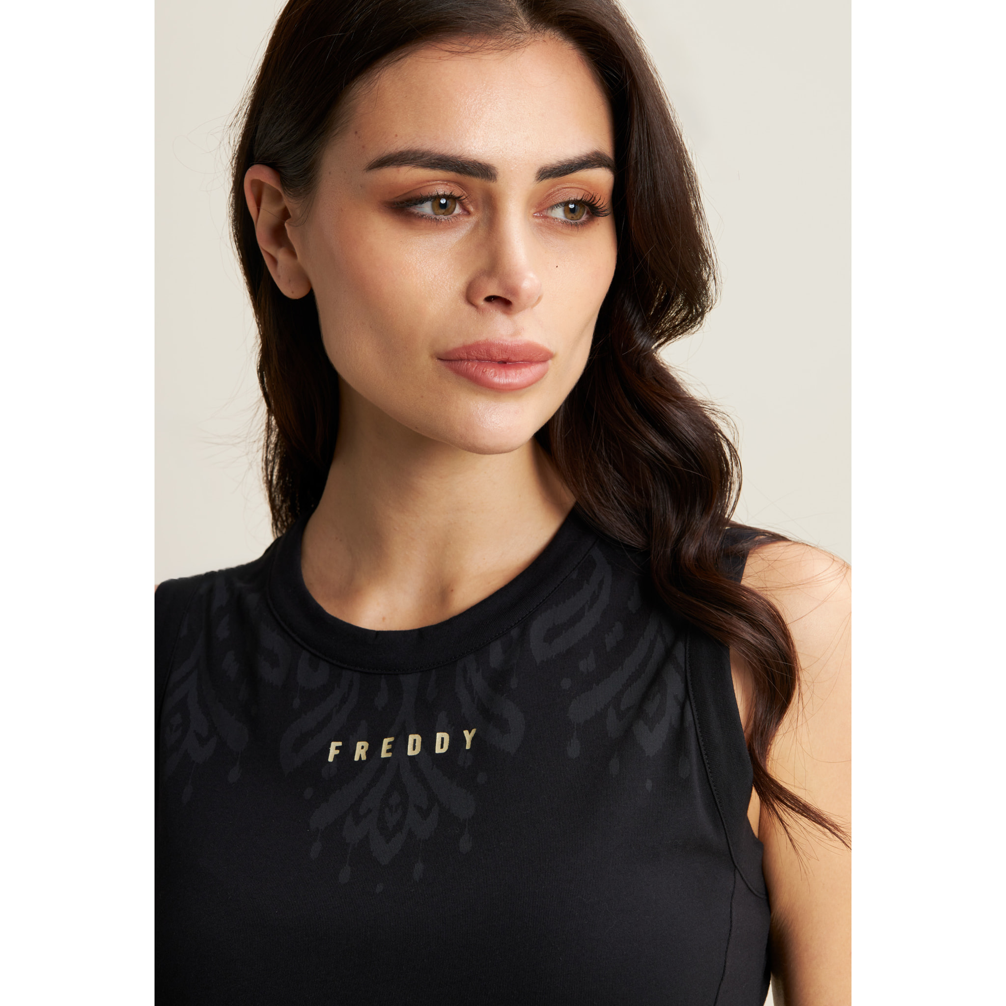 Vestito senza maniche in jersey con dettagli floreali