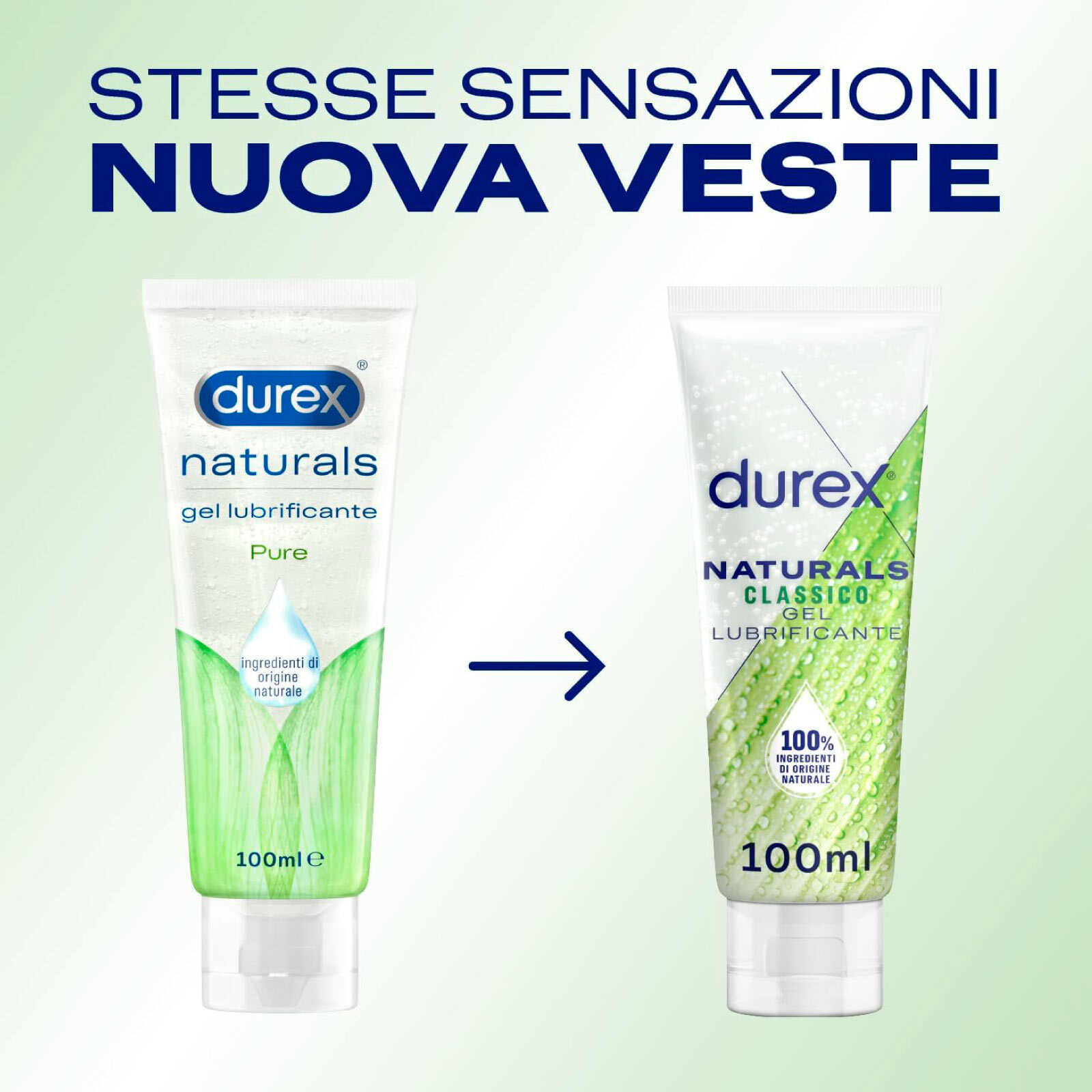 Durex Naturals Classico Gel Lubrificante Intimo con Ingredienti 100% di Origine Naturale - Flacone da 100ml