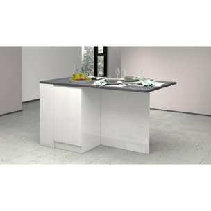 Isola da cucina Dcannaval, Tavolo ausiliario portaoggetti, 100% Made in Italy, 160x90h90 cm, Bianco lucido e Ardesia