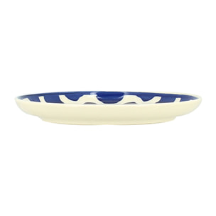 Lot de 6 assiettes à dessert 20cm en grès bleu et blanc  PALM BEACH