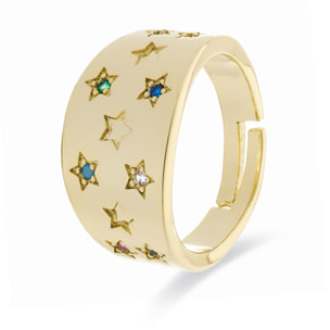 Anillo con Circonita Brillante acabado en oro amarillo de 18K