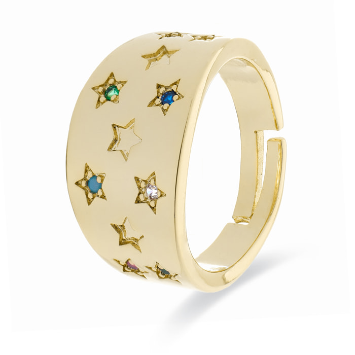 Anillo con Circonita Brillante acabado en oro amarillo de 18K