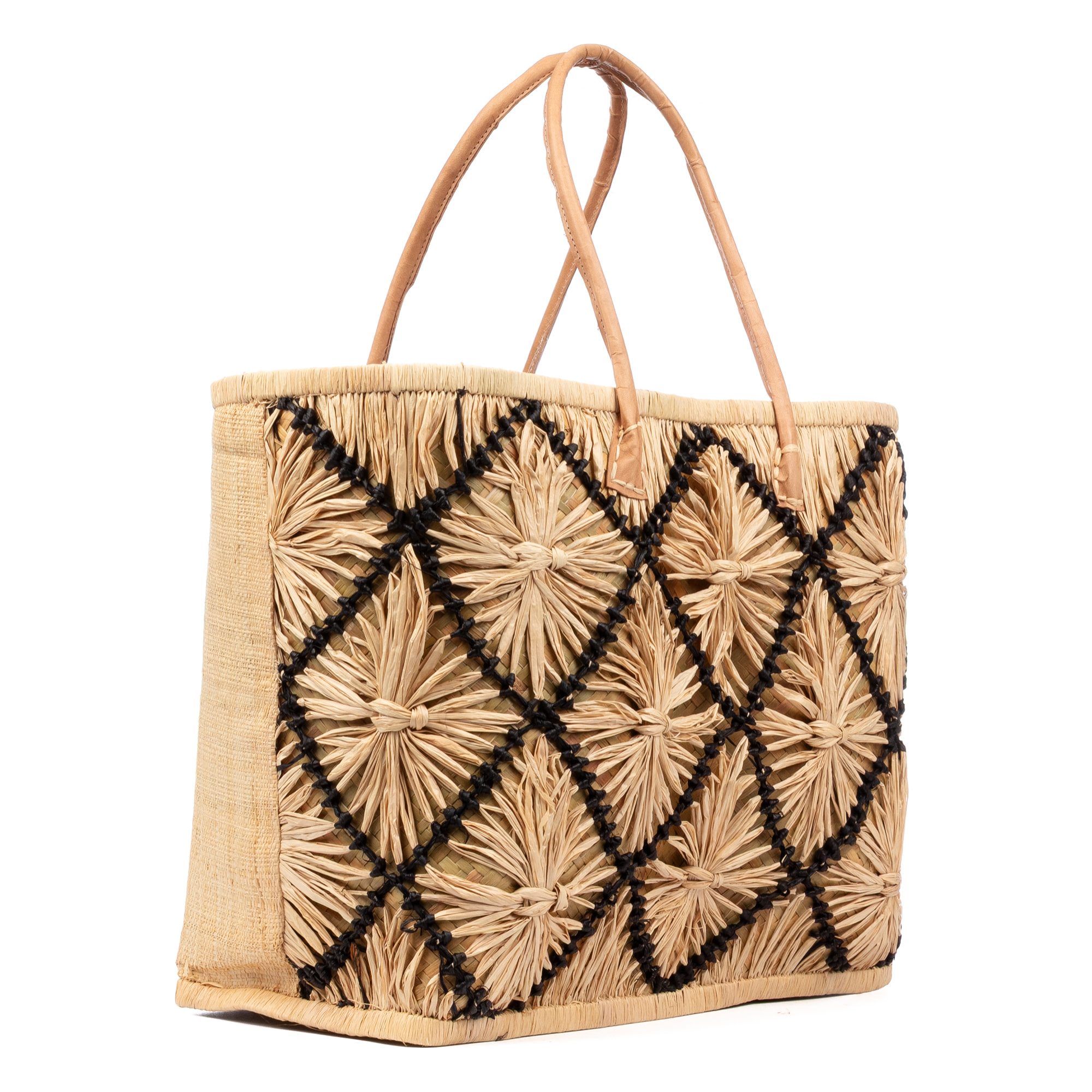 Vigonovo borsa shopper donna. Realizzata in rafia e paglia, con manici in pelle.