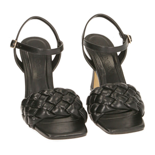 Sandalias negro acolchadas, tacón 9,5 cm