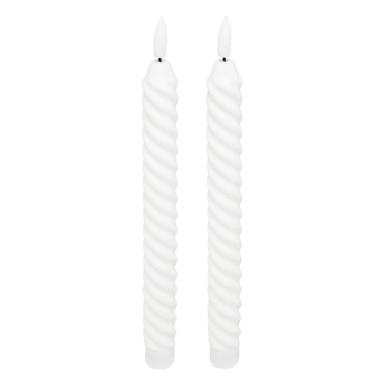 Lot de 2 bougies bâton LED twist Aloe H.22cm blanc