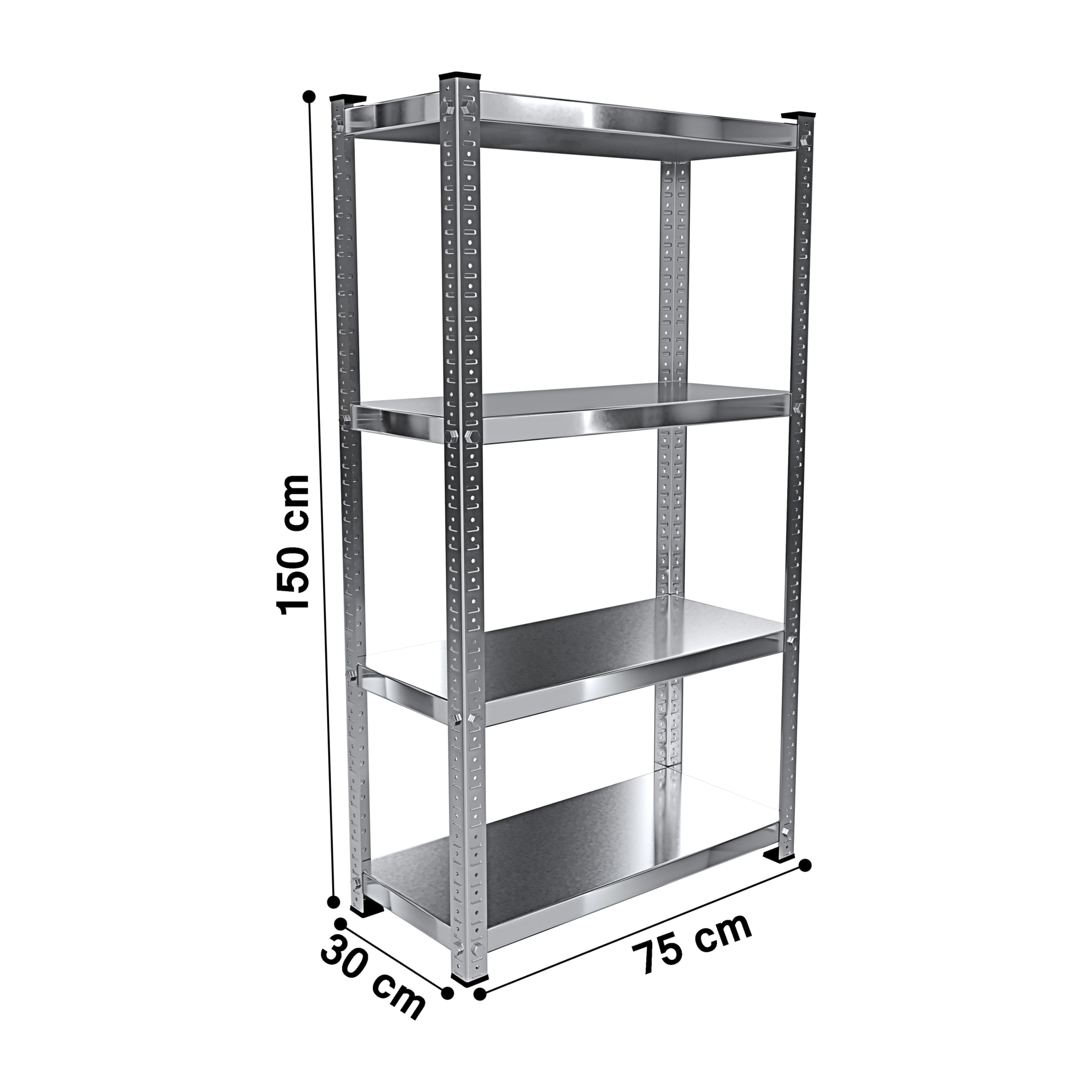 Scaffale In Metallo Alta Portata Con 4 Ripiani Regolabili Ideale Per Garage Officina Cantina Capannone Magazzino Design Modulare 150 x 75 x 30 cm
