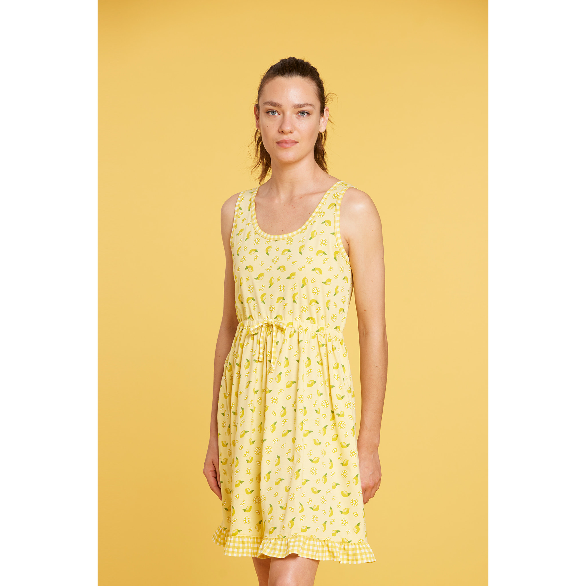 Abitino donna spalla larga cotone limonata Noidinotte