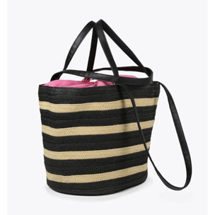 Borsa a cesta righe "Call me Lola"