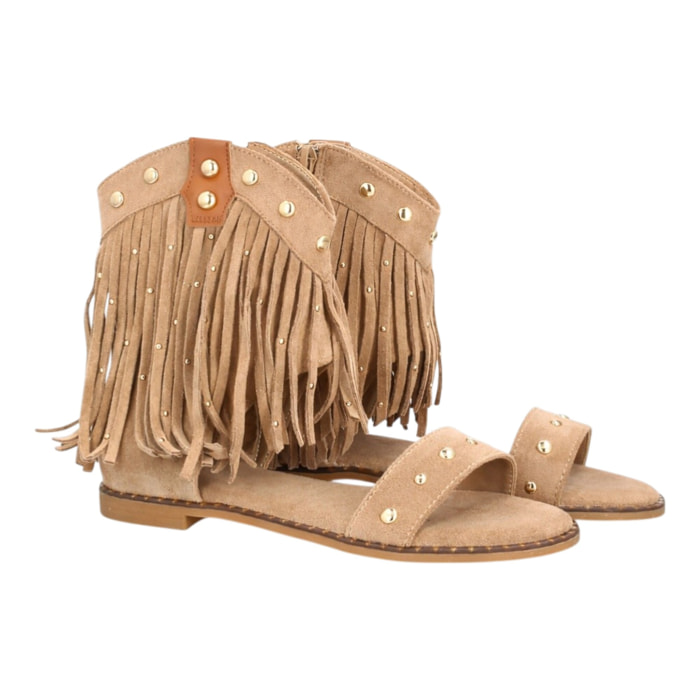 Sandalia boho flecos mujer plana