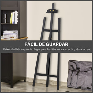 Caballete de Pintura de Madera Caballete de Dibujo con ángulo Ajustable de 75° Soporte Trípode y Pincel para Lienzos 51,5x71,5x134,5 cm Negro