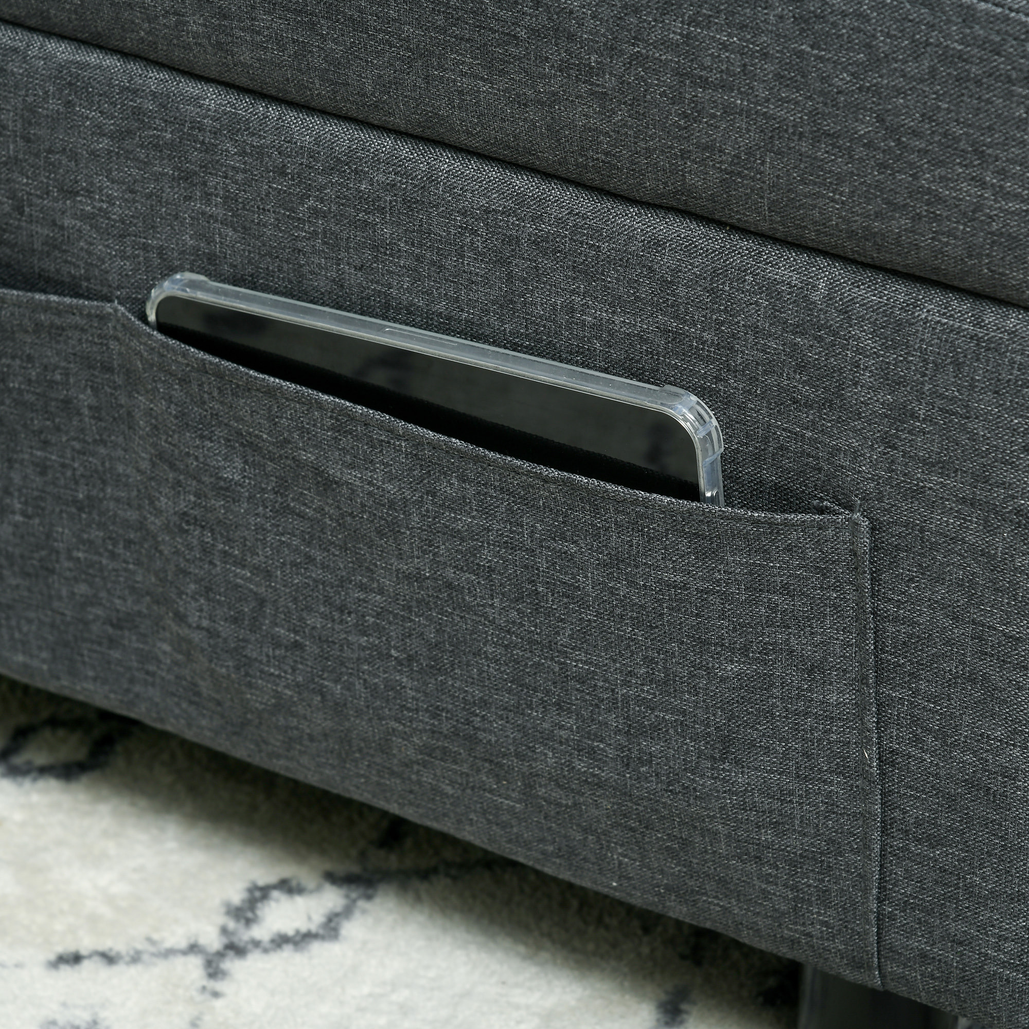 Chauffeuse fauteuil convertible inclinable réglable tissu effet capitonné gris