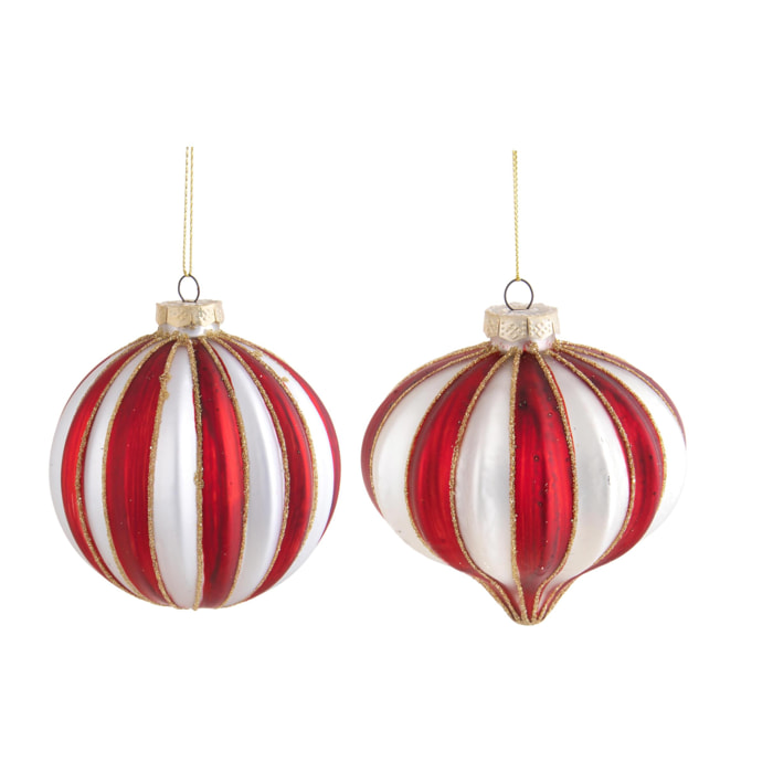 Sfera+Onion con Righe - Pezzi 4 - Colore Multicolore - 8x8Hx8cm - Bianchi Dino