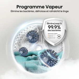 Lave linge séchant hublot HISENSE WD3S8043BW3 - 8/5 kg - 1400 tr/min - Classe D - Moteur Inverter - Connecté - PureJetWash