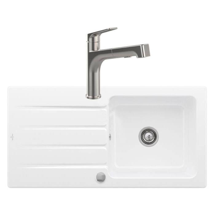 Evier 1 bac Architectura 60 + Robinet de cuisine Junis Sky Shower