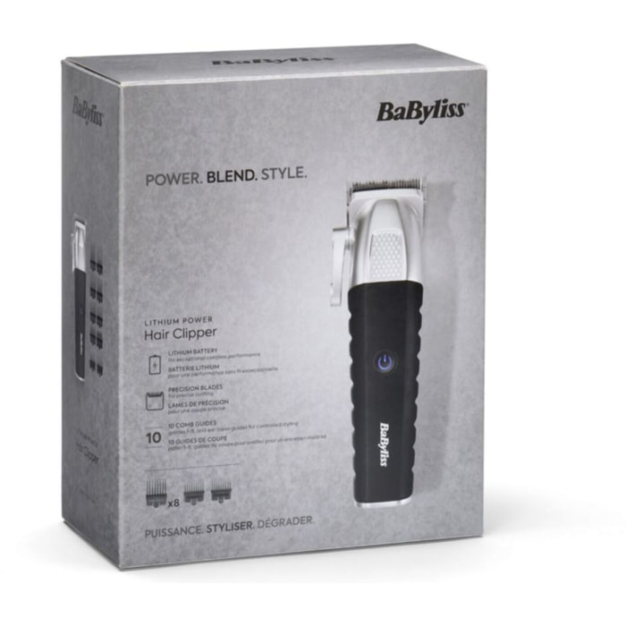 Tondeuse cheveux BABYLISS E812E Lithium Power, précision 0,8 mm, autonomie 180 mn