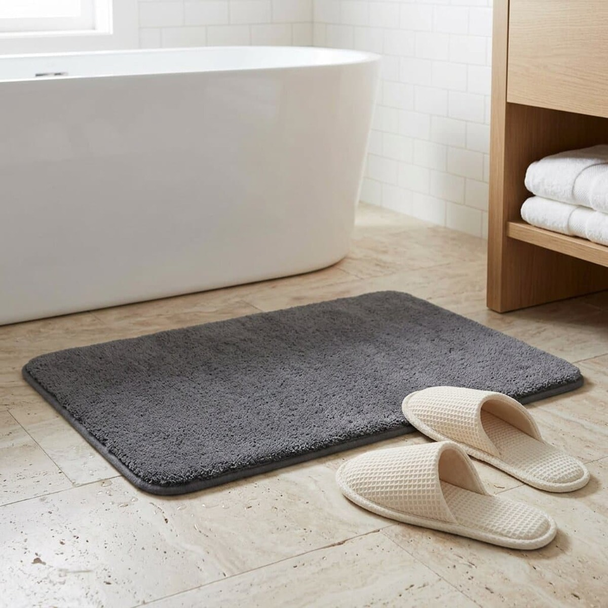 Vision 50x80 cm tapis de salle de bain en polyester, anthracite (SATDPREDAN)