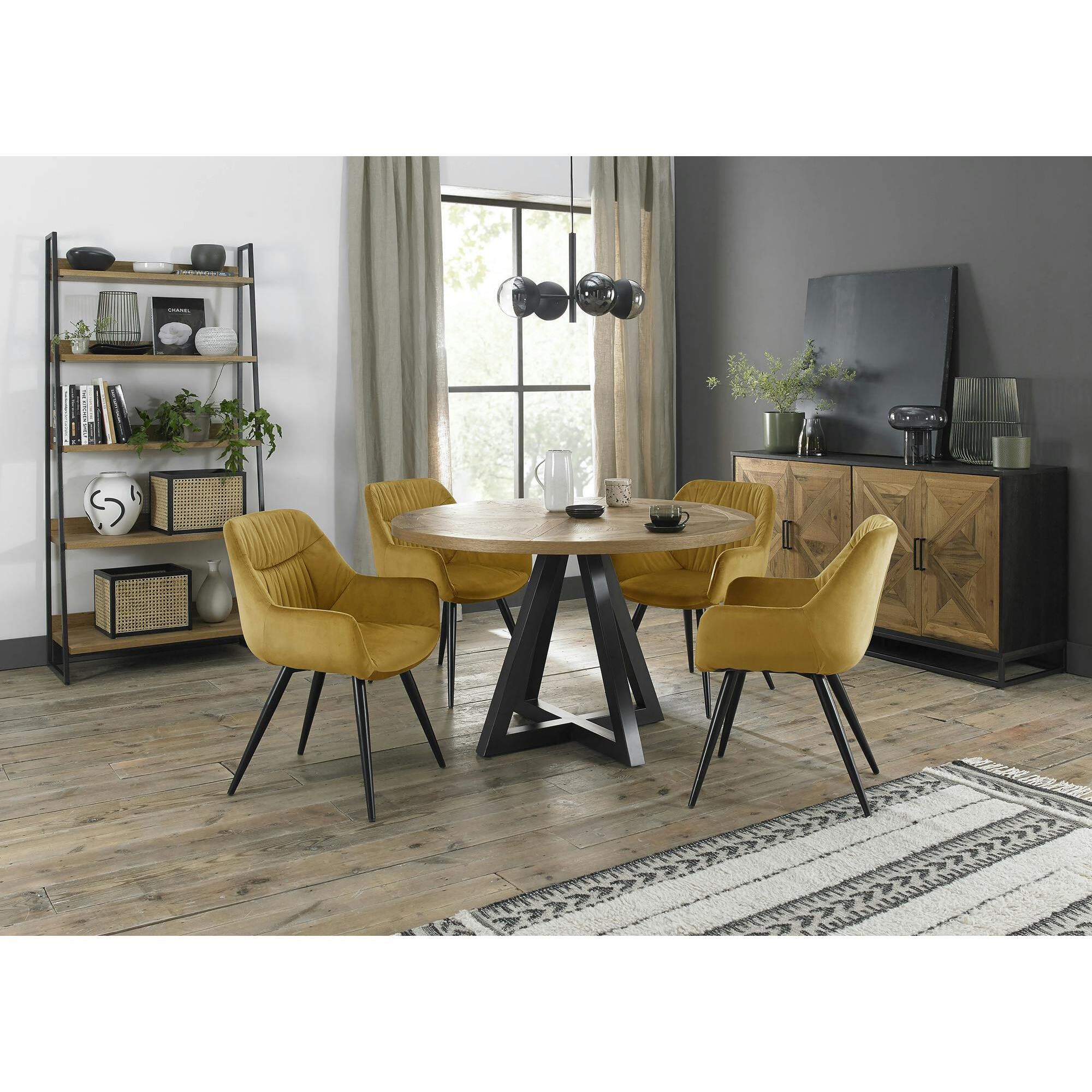 Fauteuil de table velours moutarde (lot de 2) ARLINGON