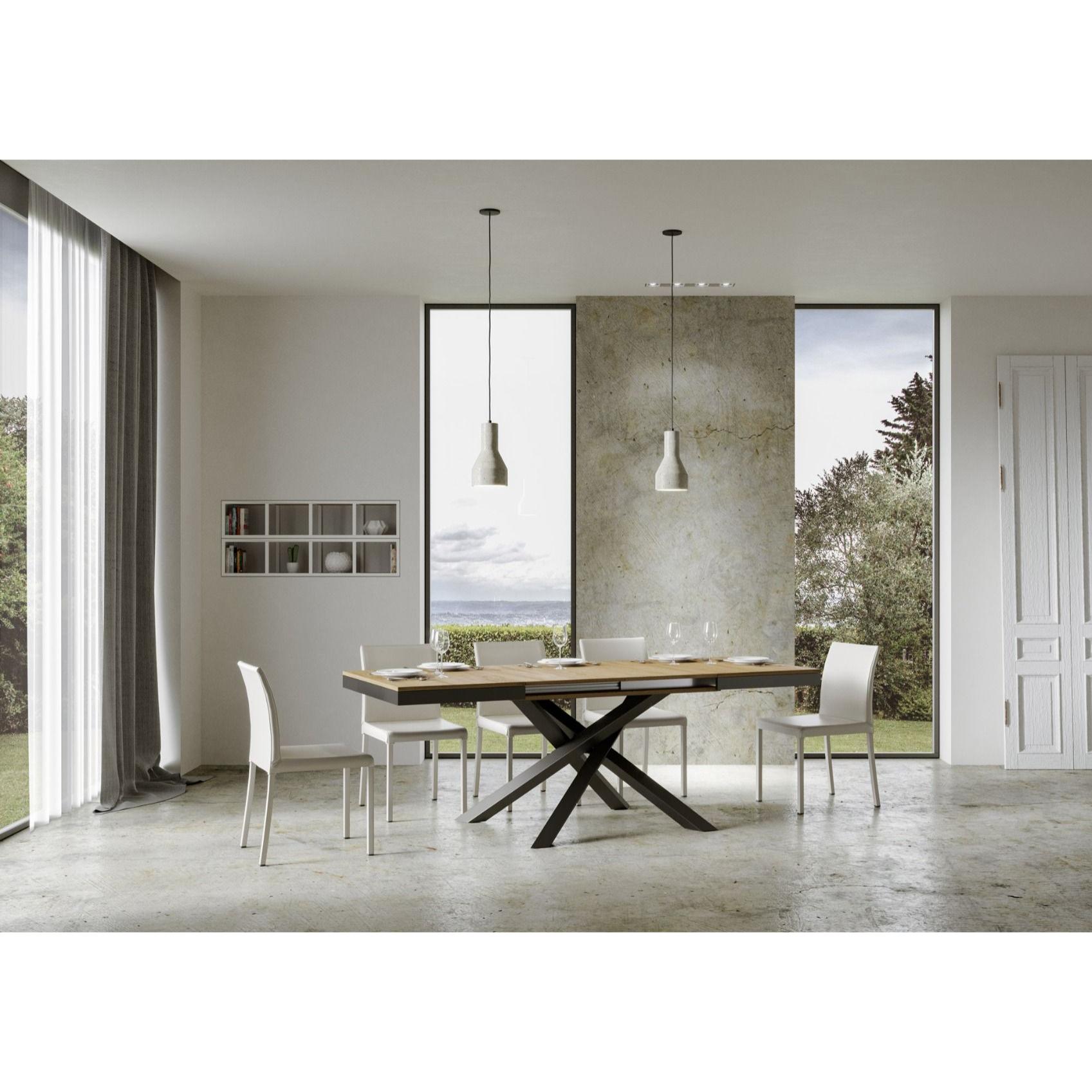 Mesa extensible 90x160/420 cm Volantis Evolution Roble Natural estructura Antracita