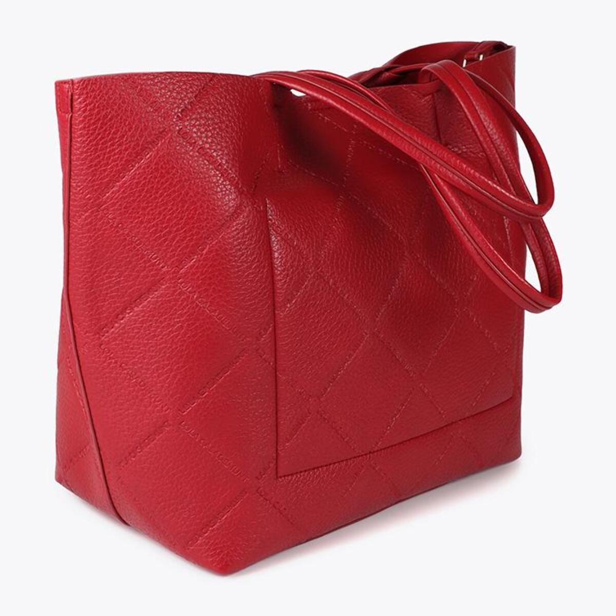 Shopper effetto pelle monogramma con logo ovale pendente