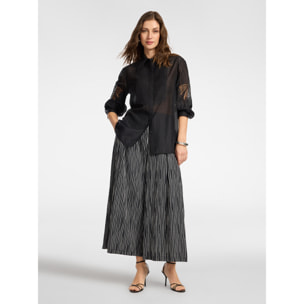 Elena Mirò - Camisa de organza bordada - Negro