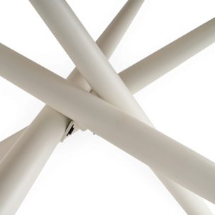 Tavolo allungabile BONIFACIO in ceramica, finitura calacatta oro lucida e gambe in metallo verniciato bianco - 160-220×80x76 cm